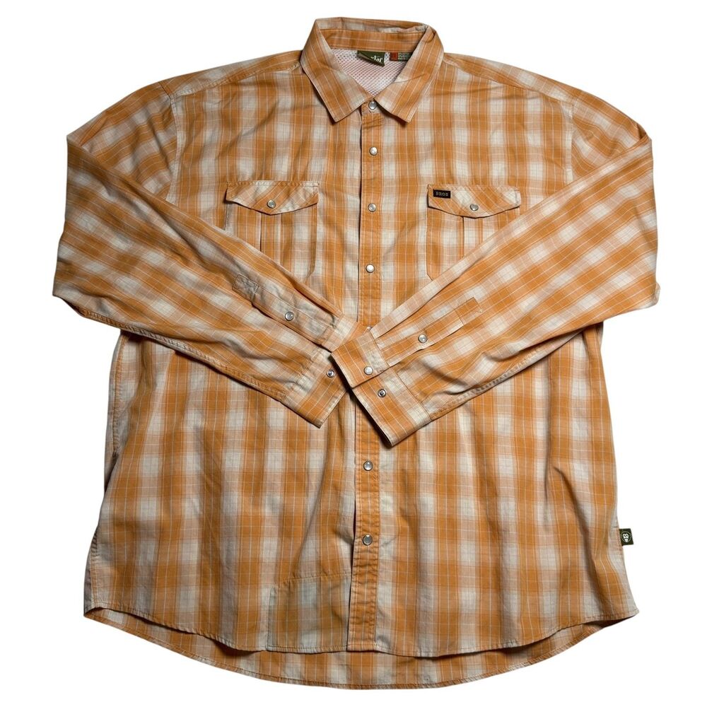 Howler Bros Mens Pearl Snap Button Fishing Shirt XXL Orange Vented Lightweight